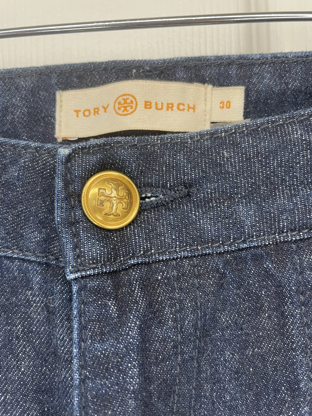 Tory Burch 100% Cotton Dark Indigo Wide-Leg Jeans Size 30